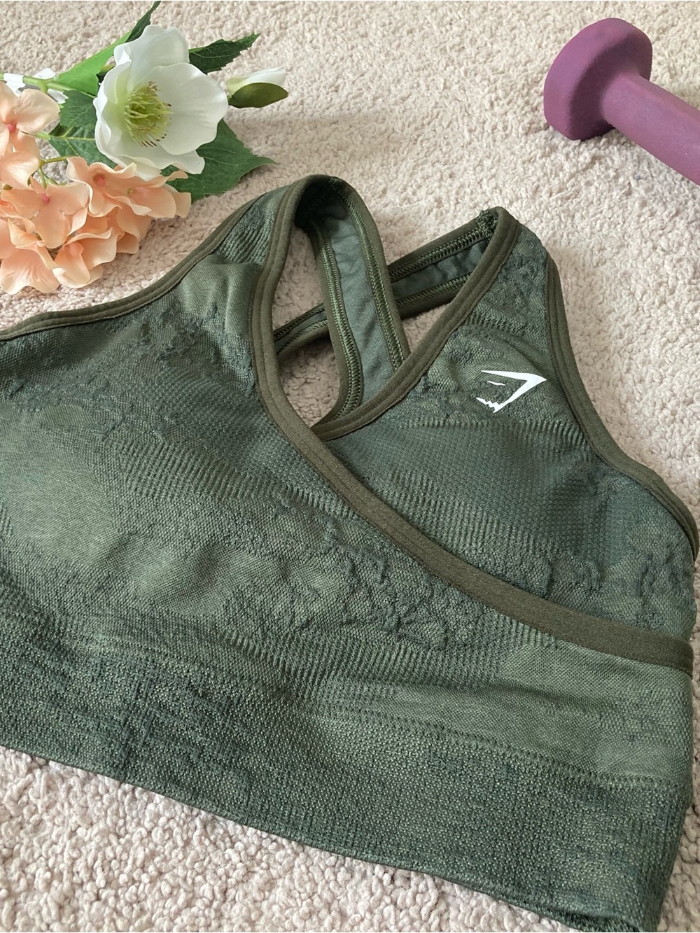 Gymshark Olive Seamless Crossback Sports Bra